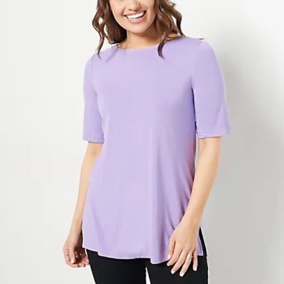 Susan Graver Weekend Petite Cool Touch Knit Tunic - Picture 1 of 6